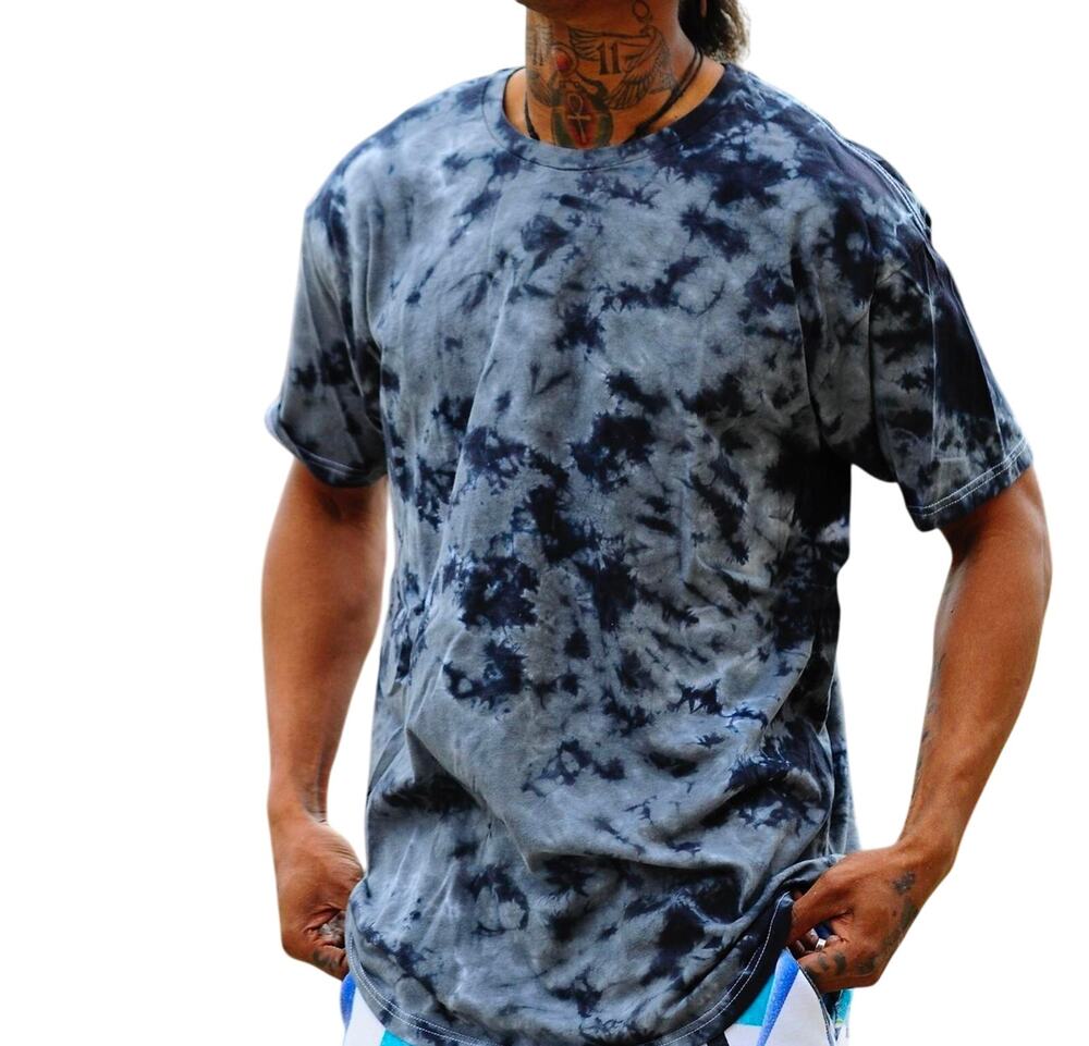 Unisex Shirt Size Medium Handmade Dark Tie Dye Black Grey Marble Urban New NWT